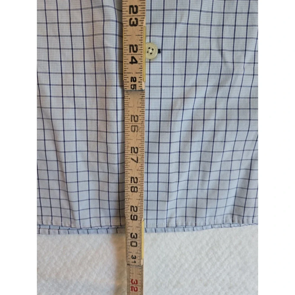 Banana Republic Mens Medium Blue Plaid Button Front Shirt Non-Iron Slim Fit